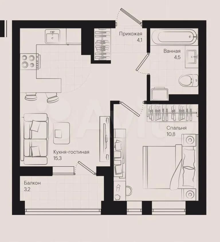 Продается 1-комн. квартира, 36.6 м²