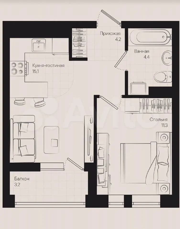 Продается 1-комн. квартира, 36.6 м²