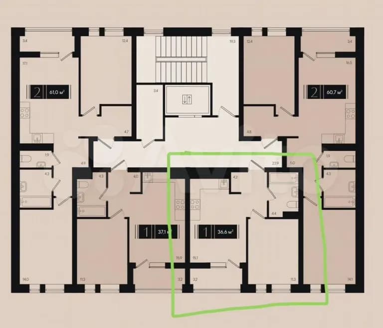 Продается 1-комн. квартира, 36.6 м² — фото 2
