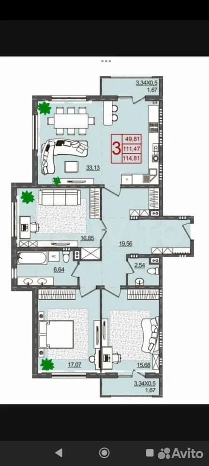 Продается 3-комн. квартира, 120 м²