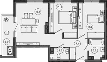 Продается 3-комн. квартира, 52.7 м²