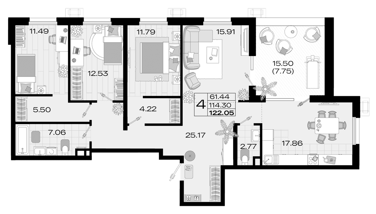 Продается 5-комн. квартира, 112.95 м²