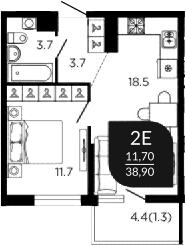 Продается 2-комн. квартира, 38.9 м²