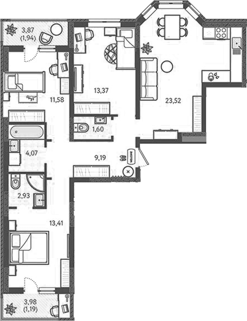 Продается 3-комн. квартира, 81.42 м²