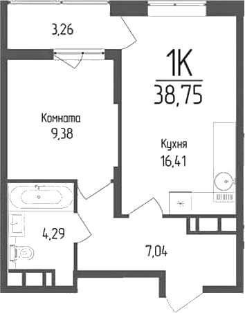 Продается 1-комн. квартира, 37.12 м²