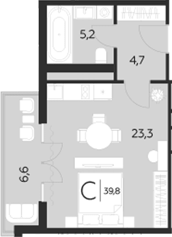 Продается 1-комн. квартира, 33.2 м²