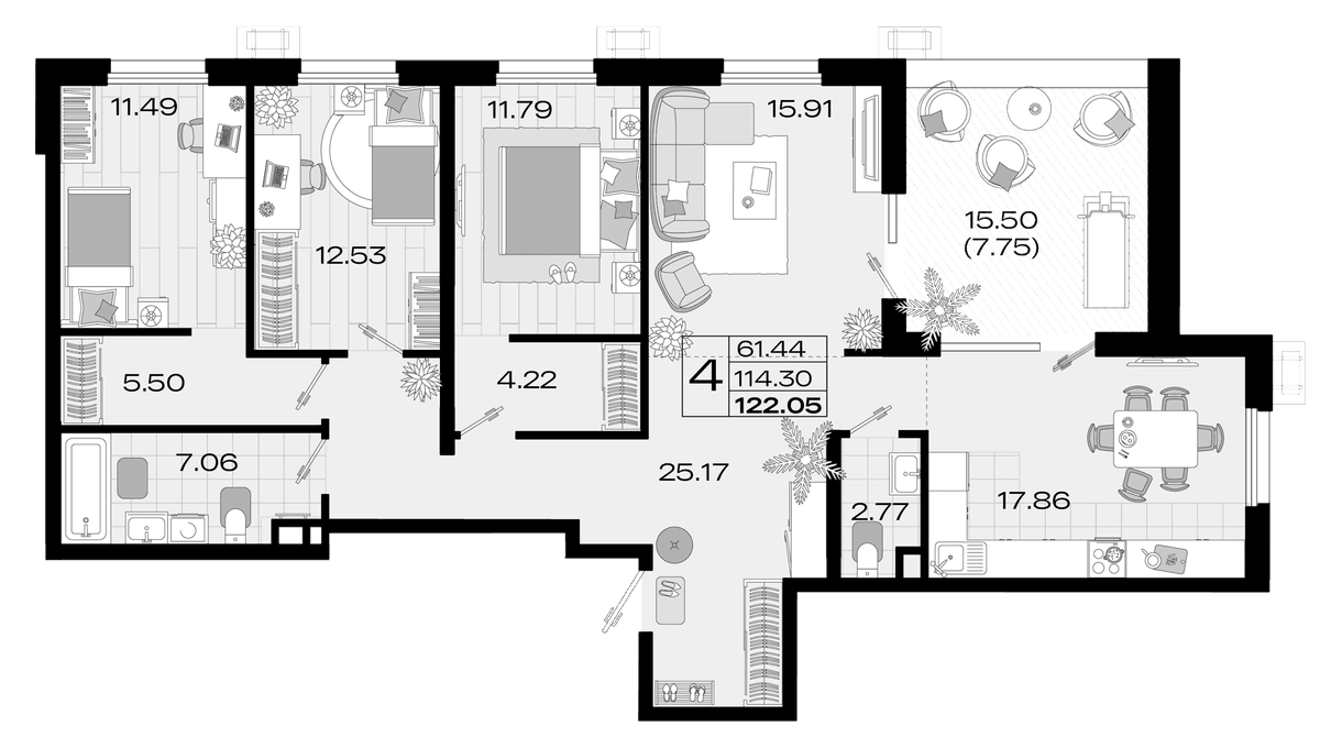 Продается 5-комн. квартира, 112.99 м²
