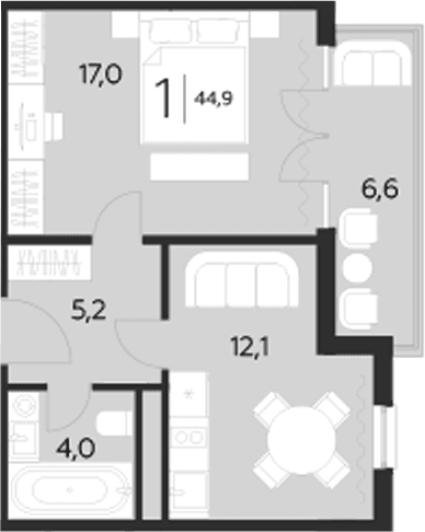 Продается 1-комн. квартира, 38.3 м²