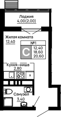 Продается 1-комн. квартира, 18.6 м²