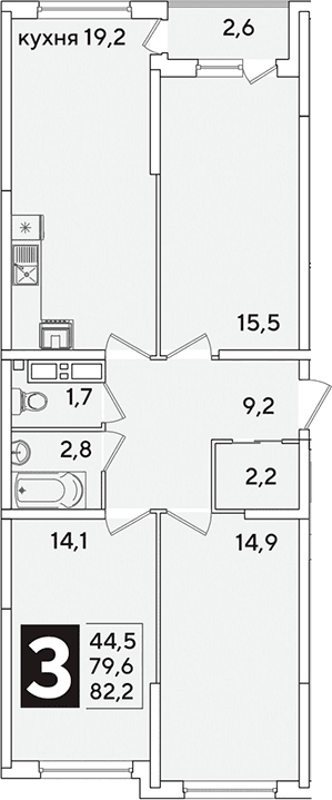 Продается 4-комн. квартира, 79.6 м²