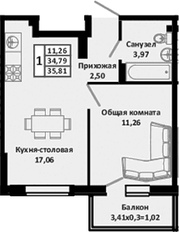 Продается 2-комн. квартира, 34.7 м²