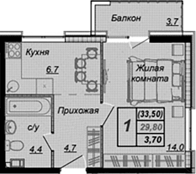 Продается 1-комн. квартира, 29.8 м²