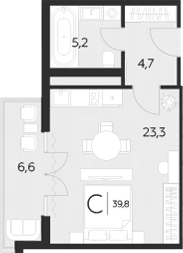 Продается 1-комн. квартира, 33.2 м²