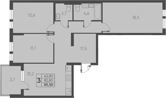 Продается 3-комн. квартира, 82.8 м²
