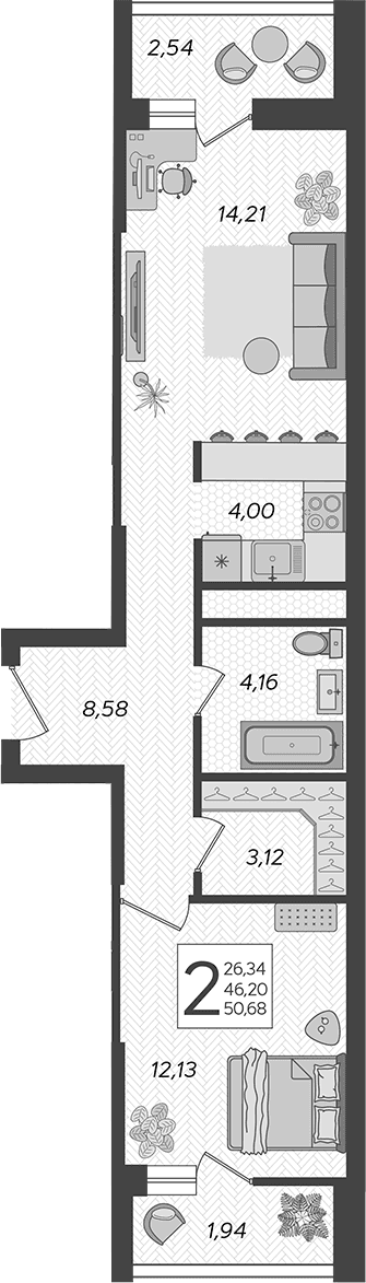 Продается 2-комн. квартира, 47.82 м²