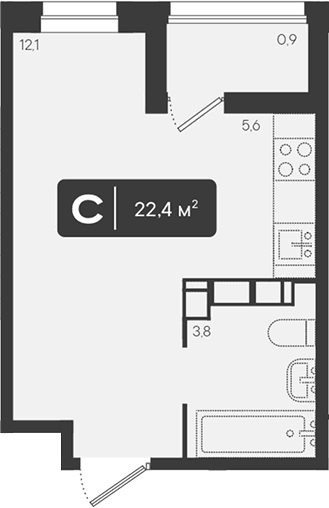 Продается 1-комн. квартира, 21.5 м²