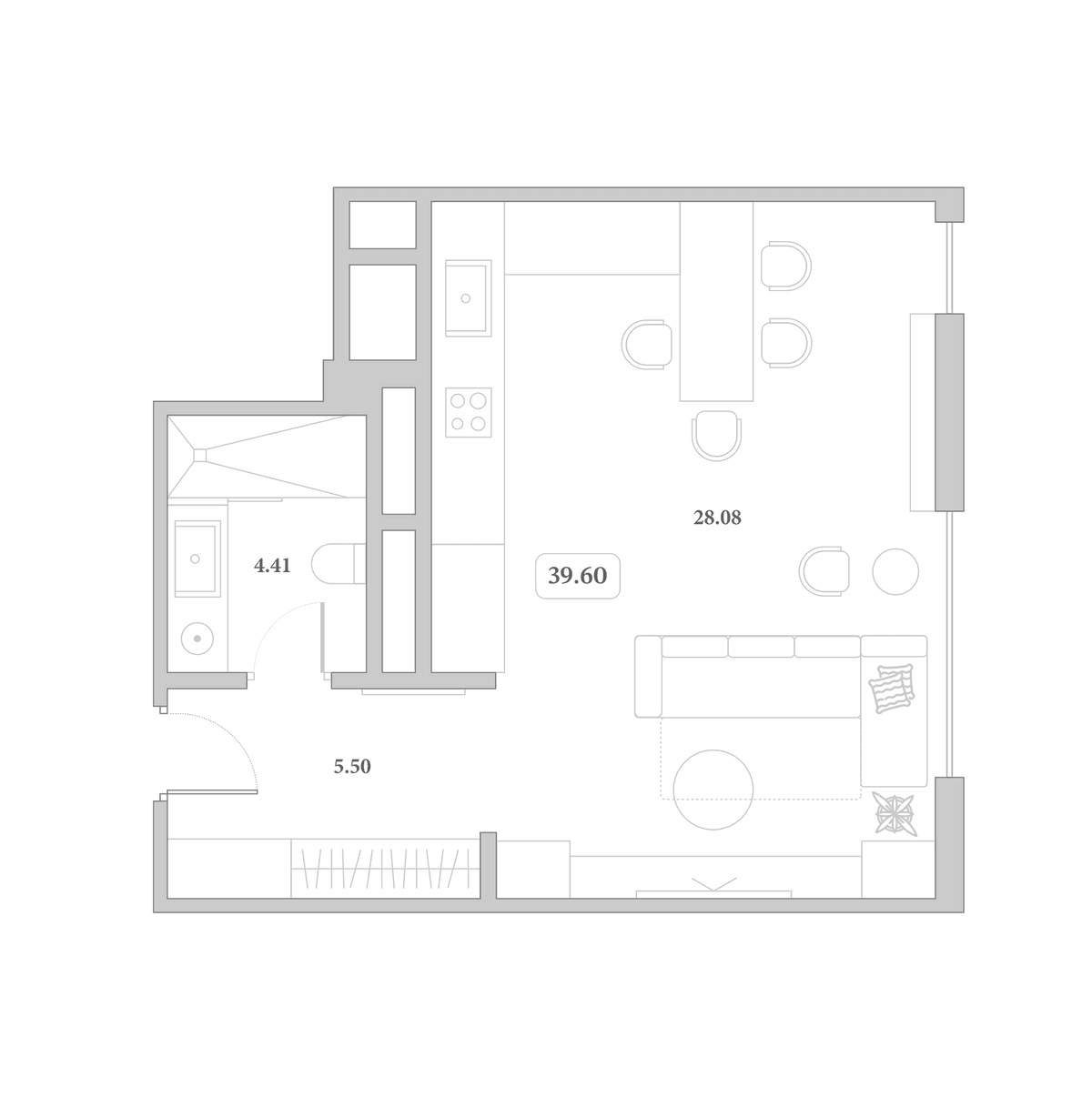 Продается 1-комн. квартира, 39.6 м²