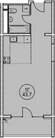 Продается 1-комн. квартира, 43.7 м²