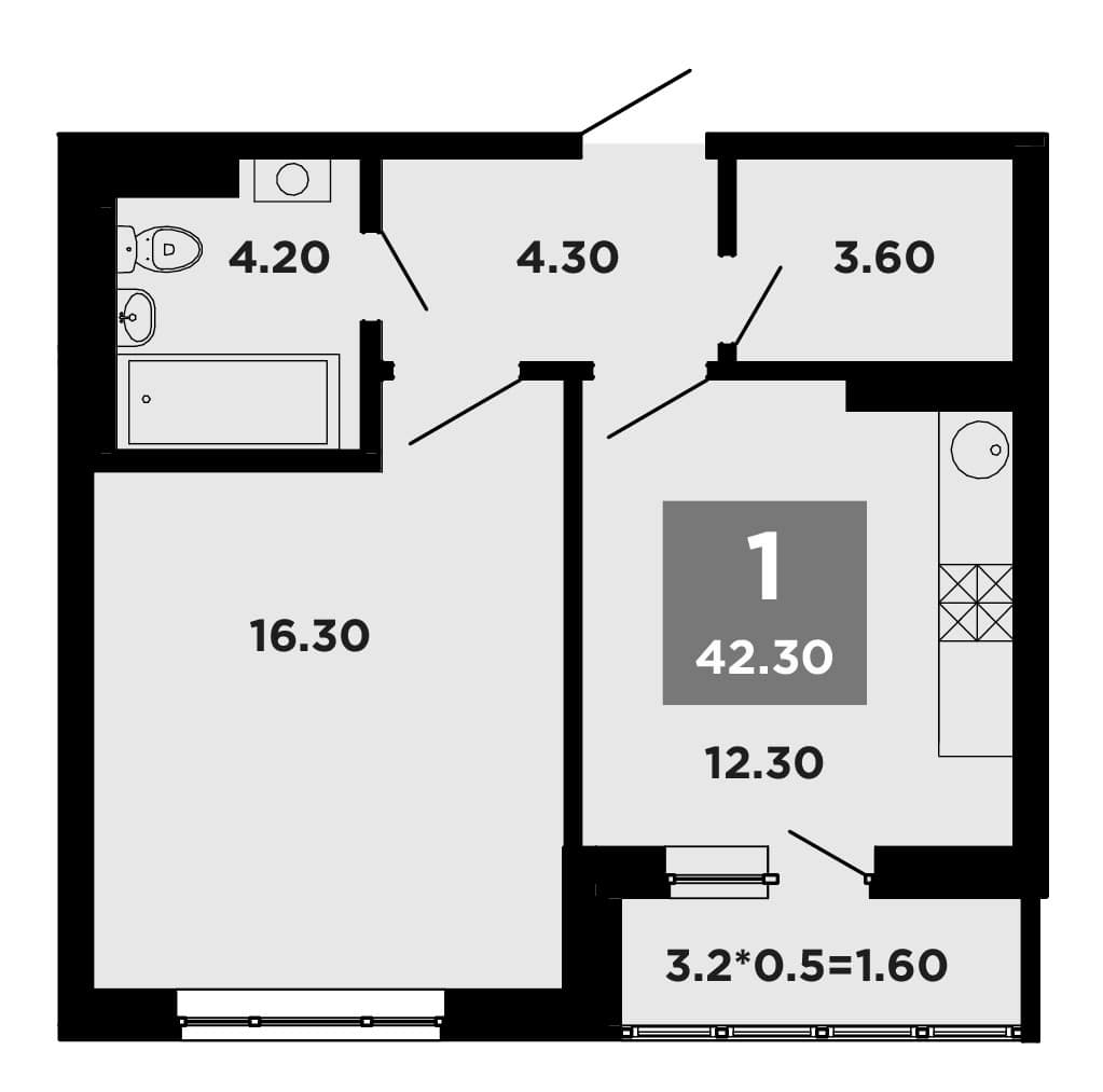 Продается 1-комн. квартира, 40.7 м²