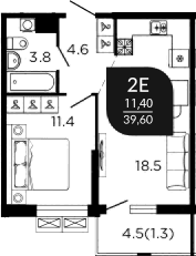 Продается 2-комн. квартира, 39.6 м²
