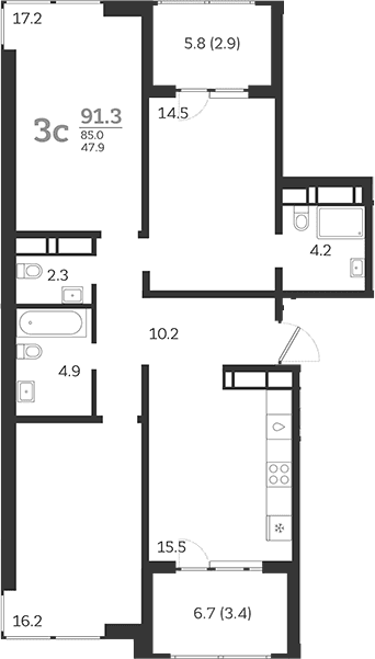 Продается 4-комн. квартира, 85 м²