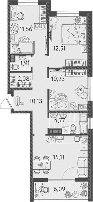 Продается 4-комн. квартира, 68.28 м²