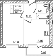 Продается 1-комн. квартира, 36.39 м²