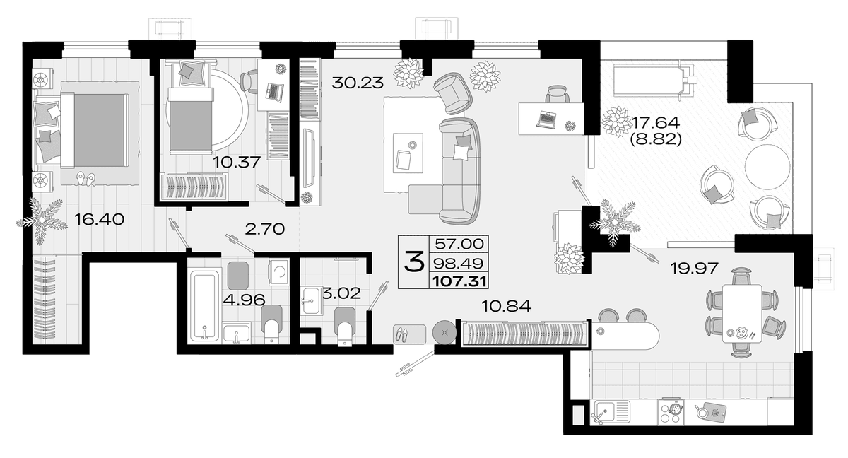 Продается 4-комн. квартира, 93.01 м²