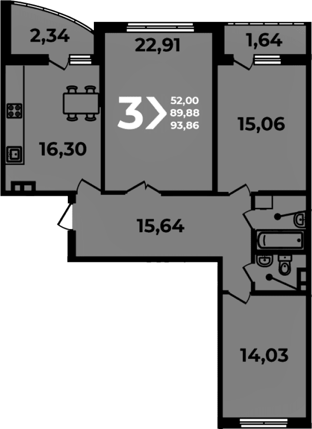 Продается 4-комн. квартира, 89.88 м²