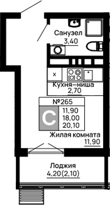 Продается 1-комн. квартира, 18 м²