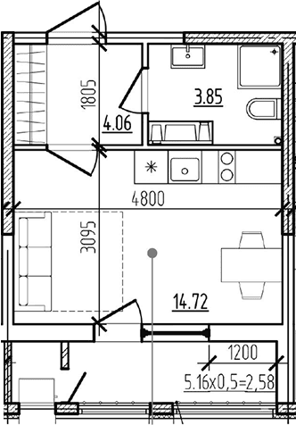 Продается 1-комн. квартира, 22.63 м²