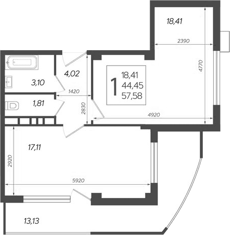 Продается 2-комн. квартира, 44.45 м²