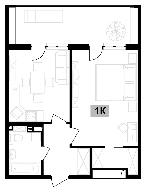 Продается 1-комн. квартира, 43.98 м²