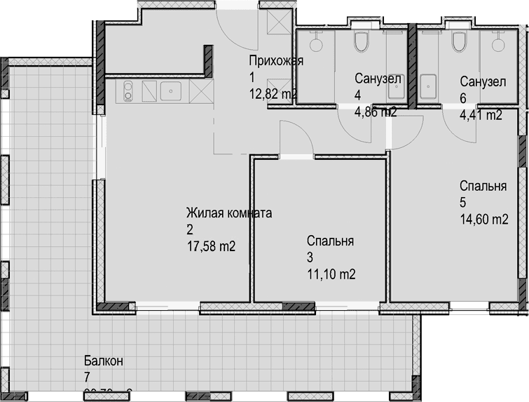 Продается 3-комн. квартира, 65.4 м²