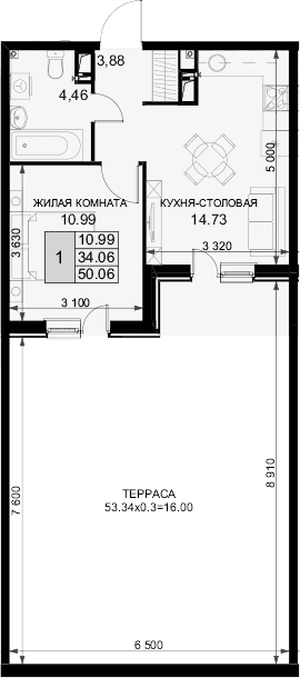 Продается 1-комн. квартира, 34.06 м²