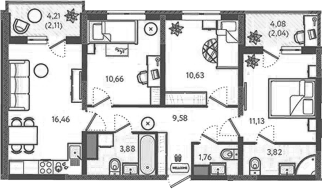 Продается 3-комн. квартира, 67.92 м²
