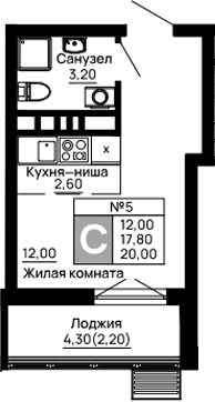 Продается 1-комн. квартира, 17.8 м²