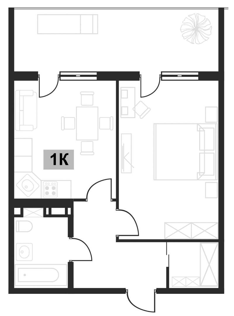 Продается 1-комн. квартира, 42.7 м²