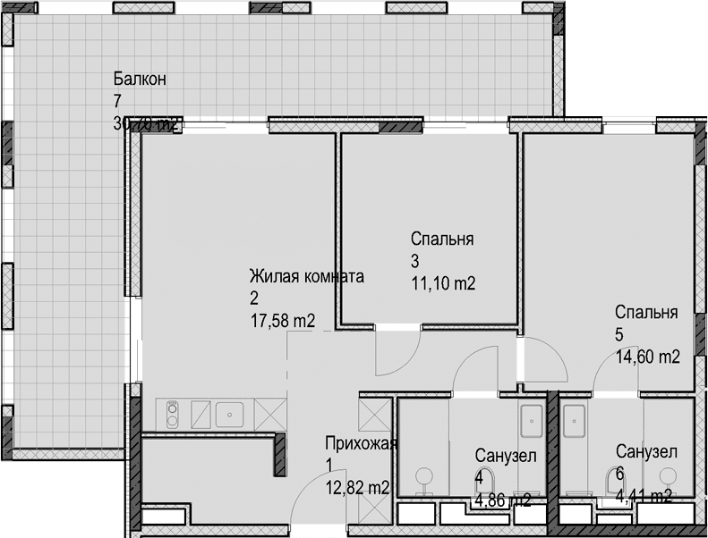 Продается 3-комн. квартира, 65.4 м²