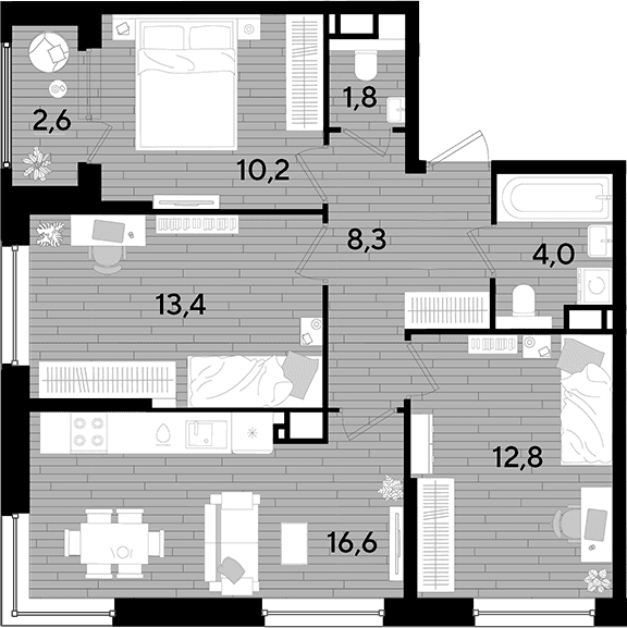 Продается 3-комн. квартира, 67.1 м²