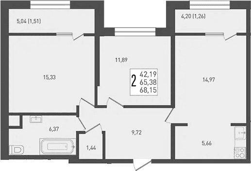 Продается 3-комн. квартира, 65.38 м²