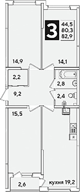 Продается 4-комн. квартира, 80.3 м²
