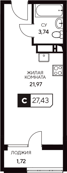 Продается 1-комн. квартира, 25.71 м²