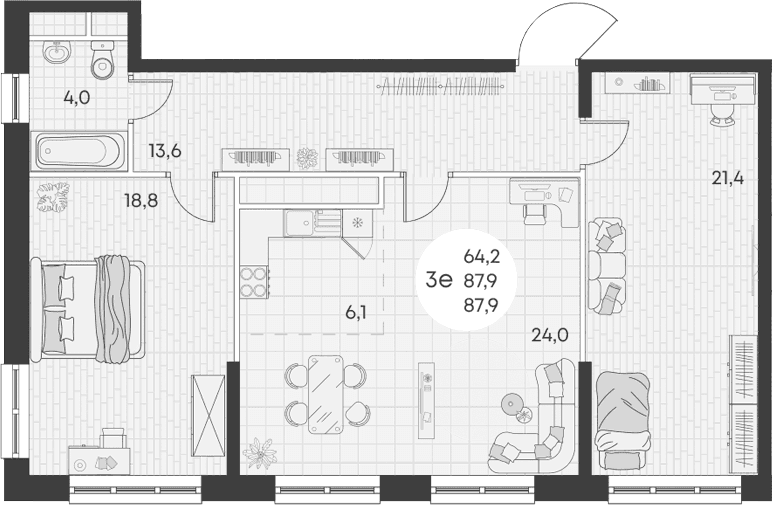 Продается 3-комн. квартира, 87.9 м²