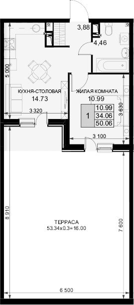 Продается 1-комн. квартира, 34.06 м²