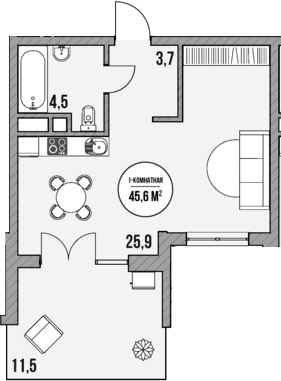 Продается 1-комн. квартира, 34.1 м²