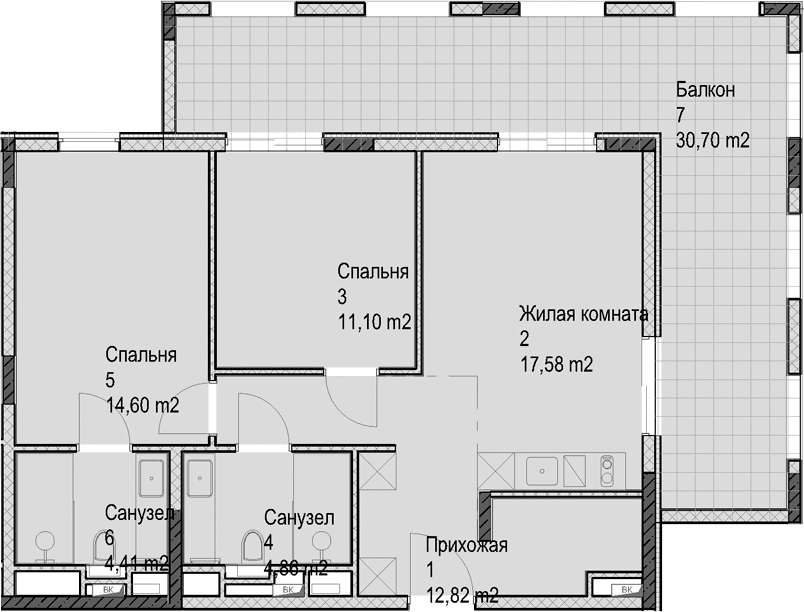 Продается 3-комн. квартира, 65.4 м²