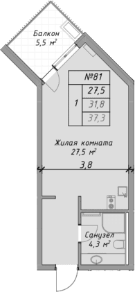 Продается 1-комн. квартира, 31.8 м²