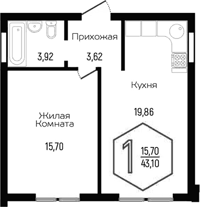 Продается 2-комн. квартира, 43.1 м²