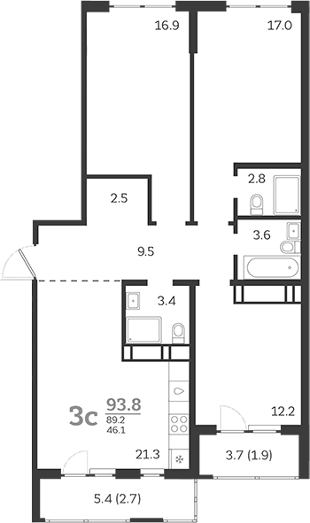 Продается 4-комн. квартира, 89.2 м²